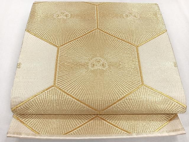 平和屋着物◎六通柄袋帯 亀甲花文 金糸 正絹 逸品 CAAU7296nb