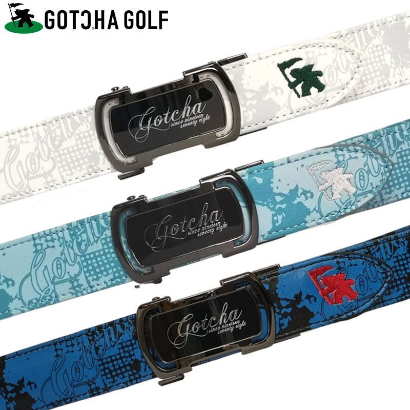 選択可 GOTCHA GOLF ガッチャゴルフ メンズ ホールレスベルト 232GG8101 裏メッシュ 総柄 刺繍 ゴルフウェア メンズウェア GOTCHA GOLF正規販売店