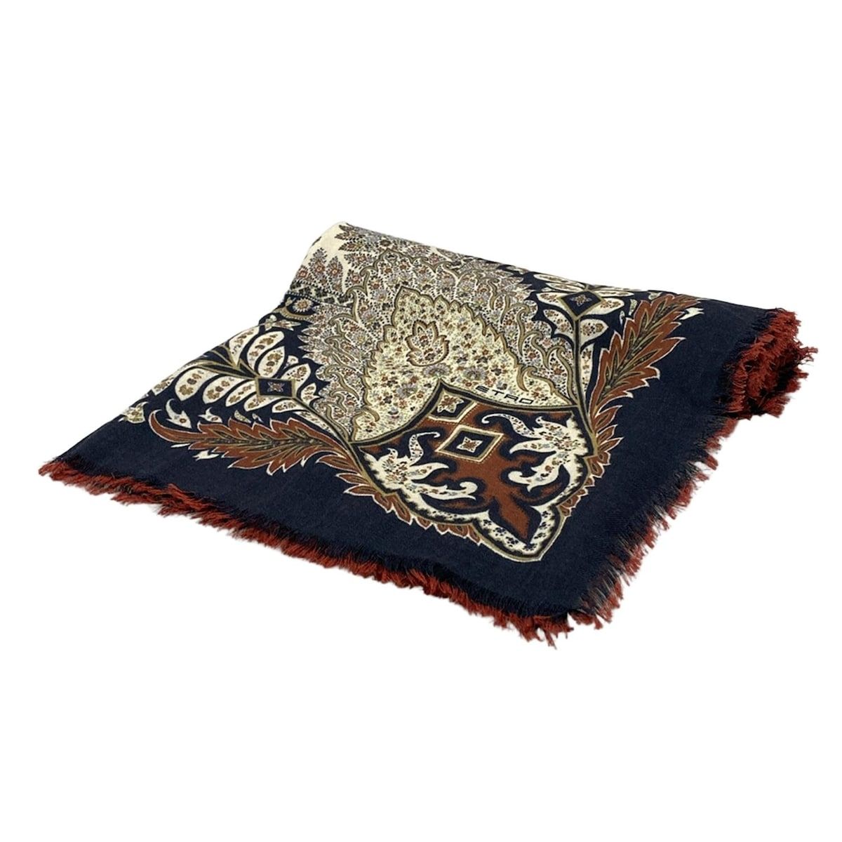 ETRO 多色 ストール ETRO(エトロ) ストール(ショール) - アイボリー×ダークネイビー
