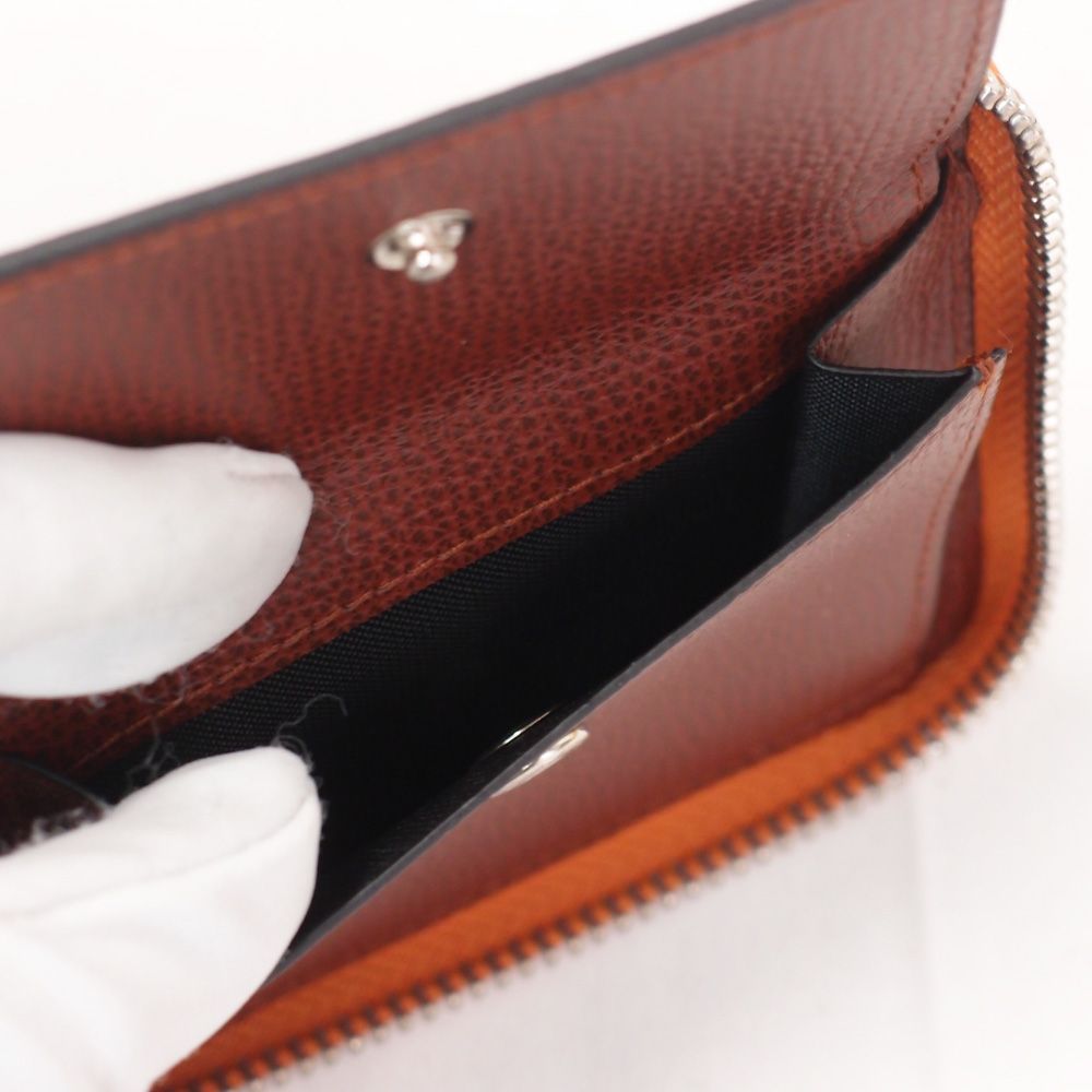 新品 P punto POLPETTA レザーラウンドジップ二つ折財布 オレンジ