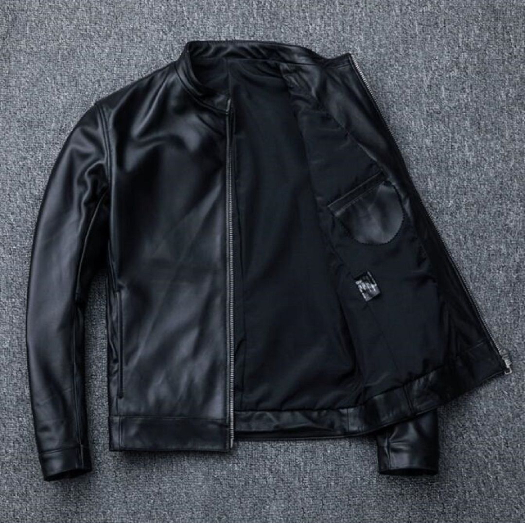 立ち襟シングルライダースジャケットシープスキン