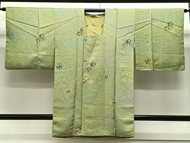 平和屋着物＃本加賀友禅作家 柿本市郎 道行コート 寿光織 加賀吉祥 花丸文 金糸 反端付き 正絹 CAAX7869ua