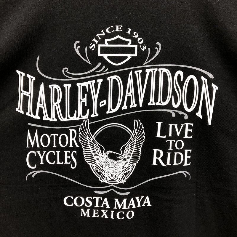 ハーレーダビッドソン HARLEY-DAVIDSON Tシャツ 半袖 両面プリント サイズ：メンズ 3XL ビッグサイズ ブラック【UR】