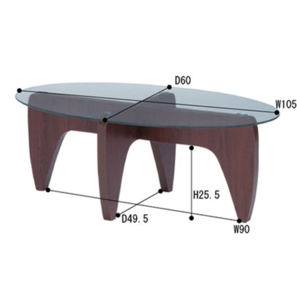 リビングテーブル オーバル型 強化ガラス製 脚|両面使用可 2WAY GGH-361 WWW_KANDAIZUMI_COM