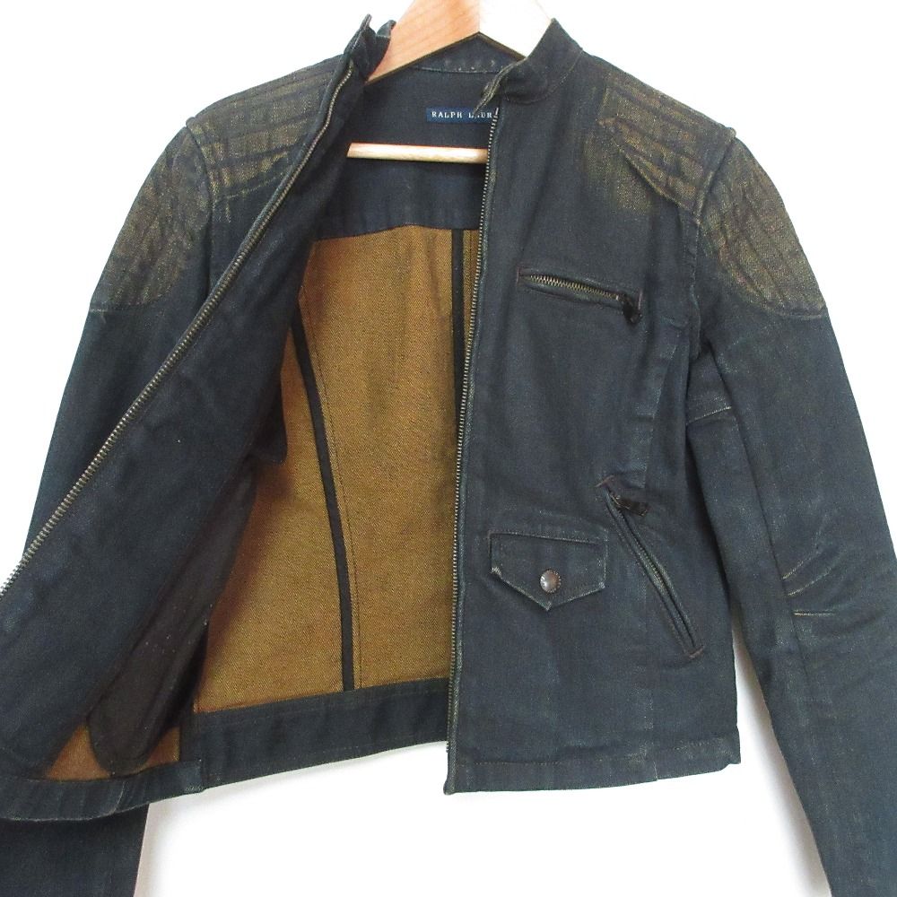 【レア】 ラルフローレン カントリー レディース ライダース デニムジャケット 美品 RALPH LAUREN ラルフローレン ヴィンテージ加工 クロップド
