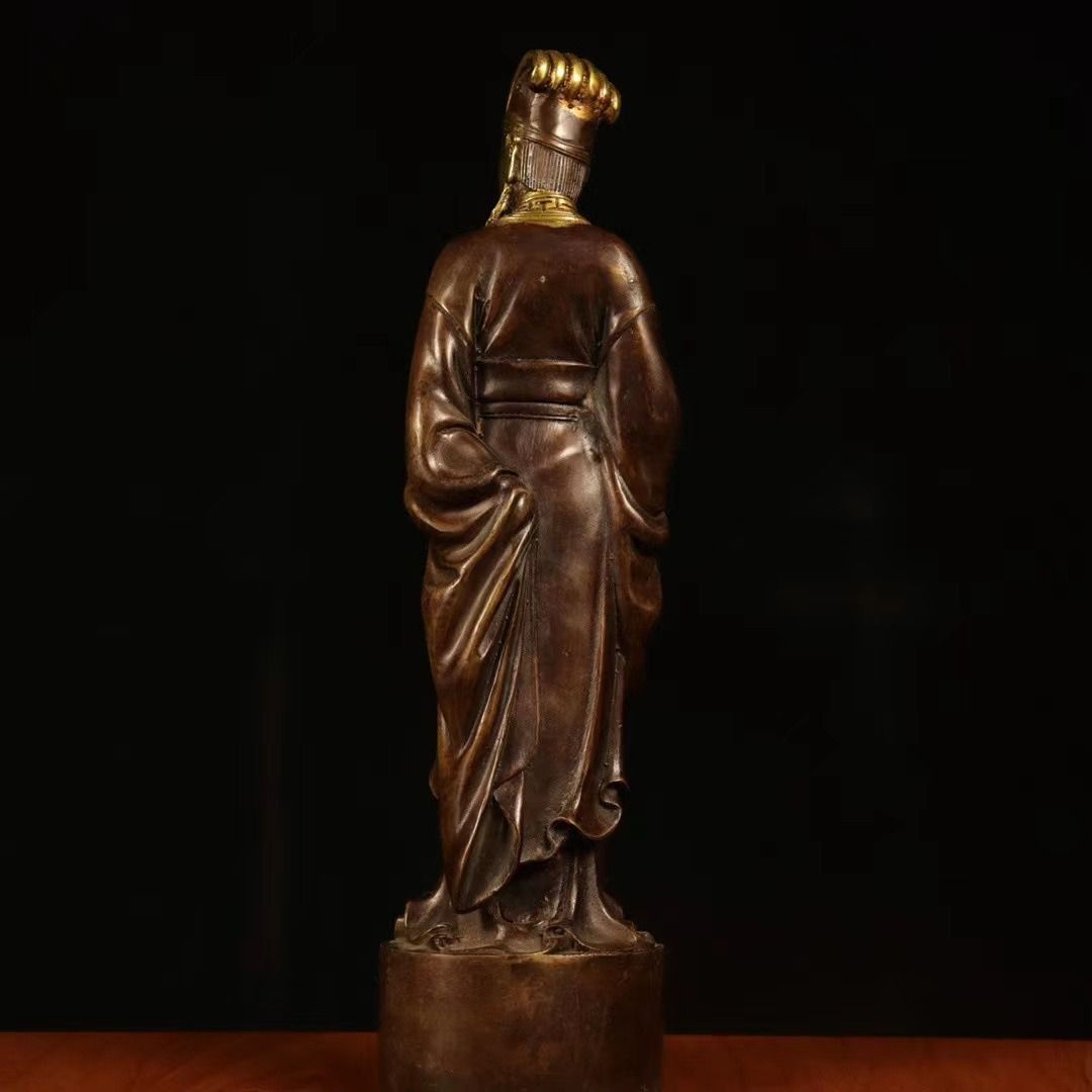 諸葛亮 孔明 三国志 置物 オブジェ 銅製 彫刻 魔除け 幸運 金運 健康運