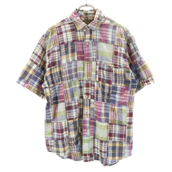 80~90s Eddie Bauer 半袖チェックシャツ　短丈　イエロータグ 80~90s Eddie Bauer 半袖チェックシャツ 短丈 イエロータグ
