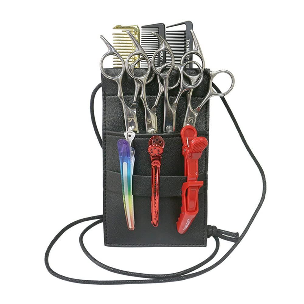WOWTAC はさみセットバッグ シザーバッグ 美容師 理容はさみセットバッグ シザーケース ハサミバッグ スタイリッシュ 理髪 事務用 美容師 トリマー（黒い）