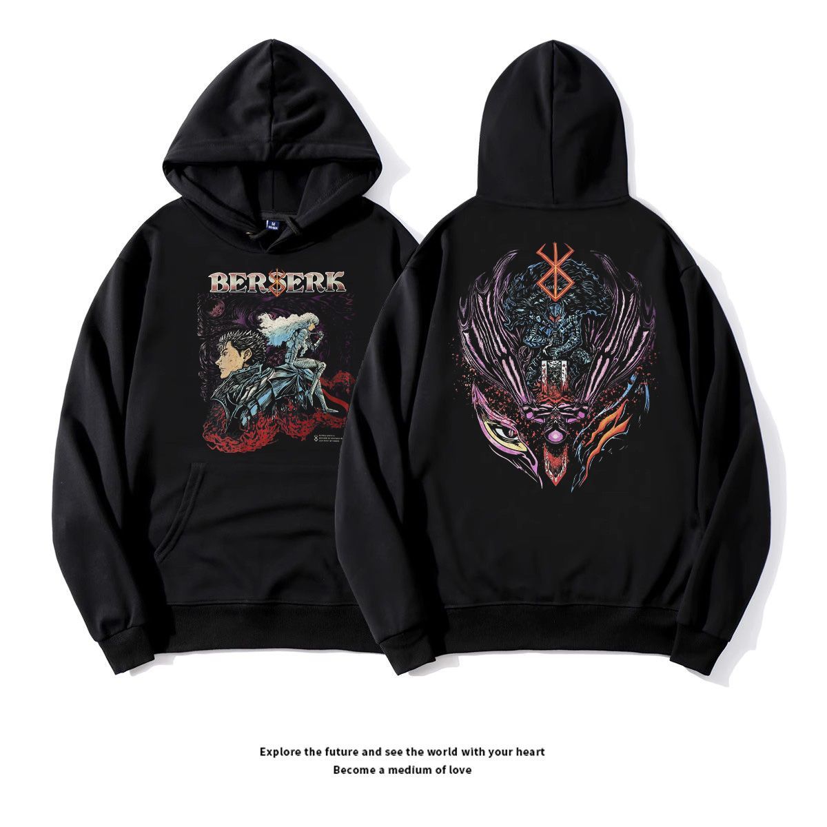 Berserk ベルセルク 長袖 ブラック パーカー Tシャツ 薄型 秋 冬 S-3XL 