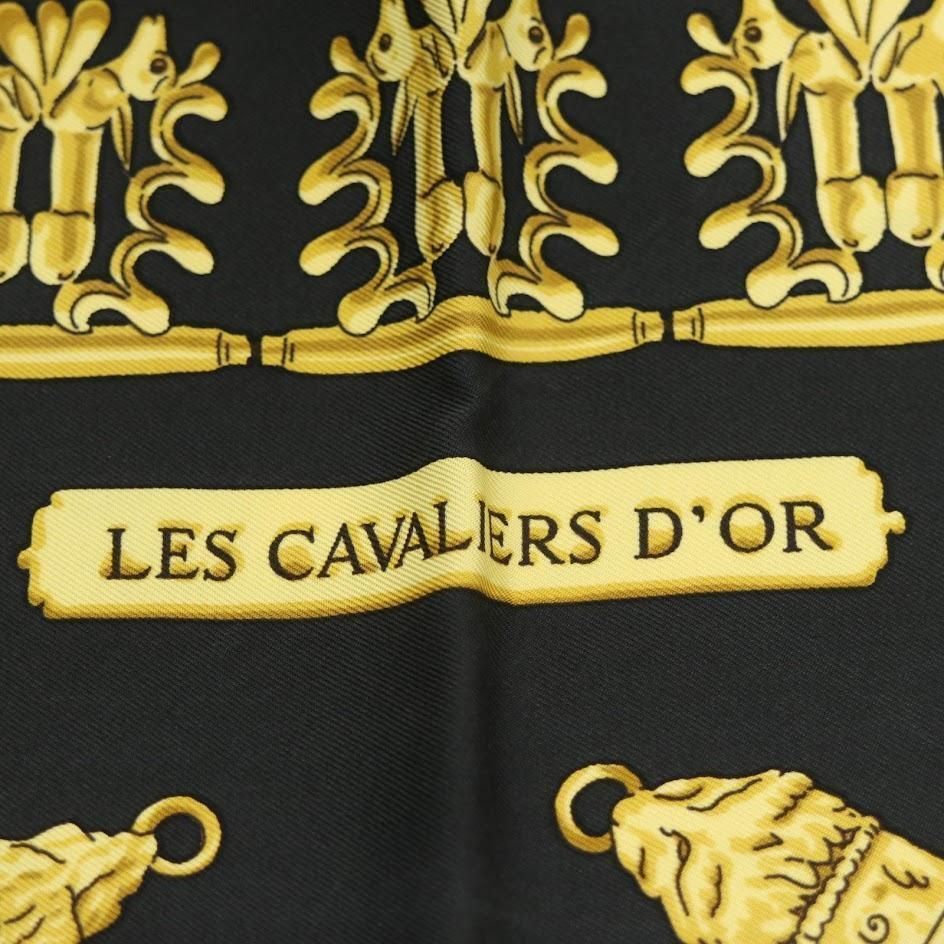 HERMES LES CAVALIERS D'OR エルメス 大判スカーフ スカーフ シルク100