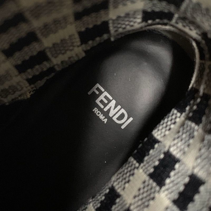 フェンディ FENDI ロココ ブーツ ショートブーツ 靴 シューズ ズッカ チェック レースアップ レザー ファブリック ブラック - メルカリ