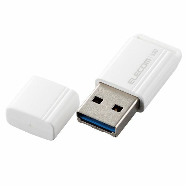 ELECOM エレコム ESD-EXS0250GWH SSD 外付け 250GB USB3．2 Gen1 読出最大400MB／秒 超小型 USBメモリ型 ポータブル キャップ式 高速 ホワイト ESDEXS0250GWH【沖縄離島販売不可】