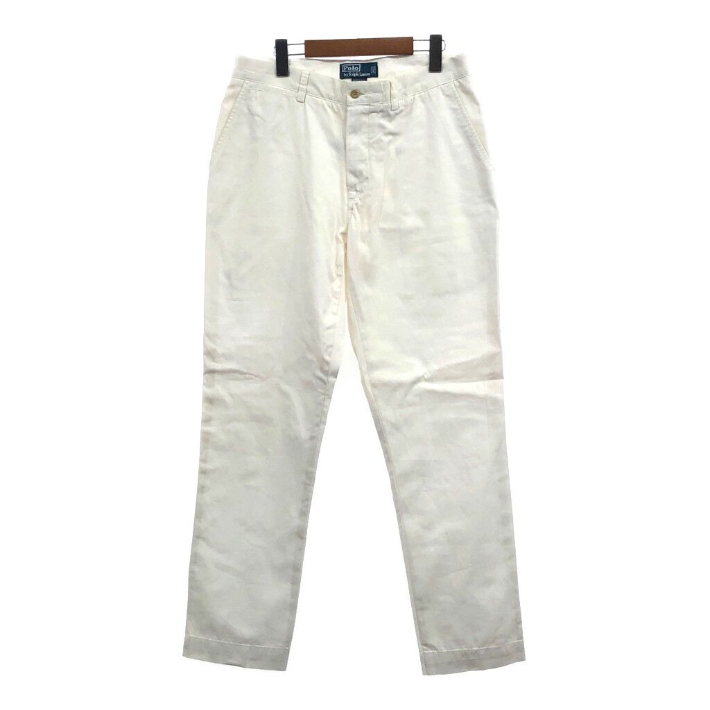 90年代 Polo by Ralph Lauren ポロ ラルフローレン SUFFIELD PANT チノパンツ ポロチノ ホワイト (メンズ W32 L32) 中古 古着 Q4077
