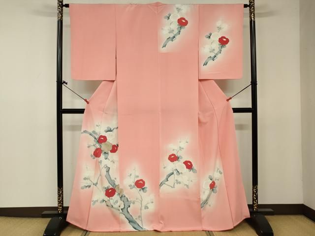 枝花文 暈し染め 正絹 草花文 BAAU3586hj 平和屋 平和屋着物□