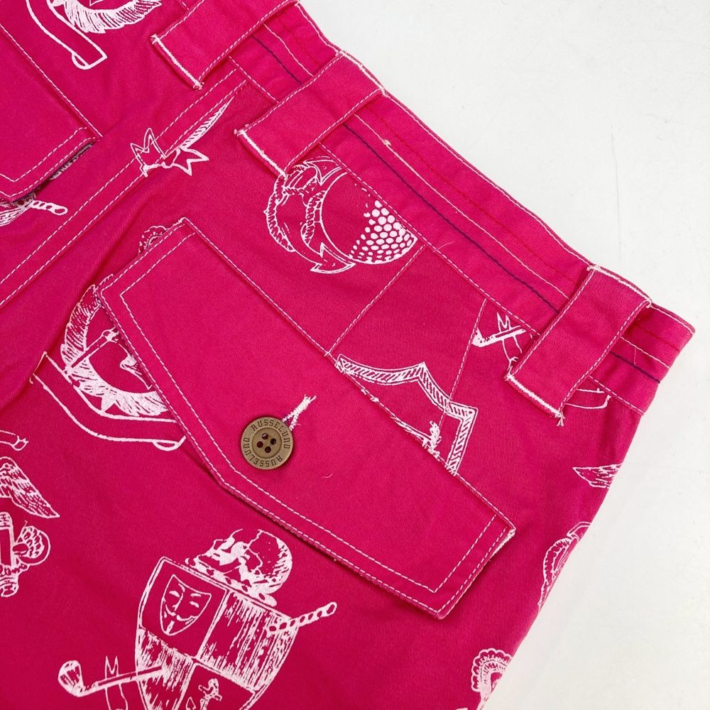 本日限定全品送料無料！ サイズ 5 RUSSELUNO ラッセルノ ハーフパンツ 総柄 ピンク系 240101522667 ゴルフウェア メンズ ストスト