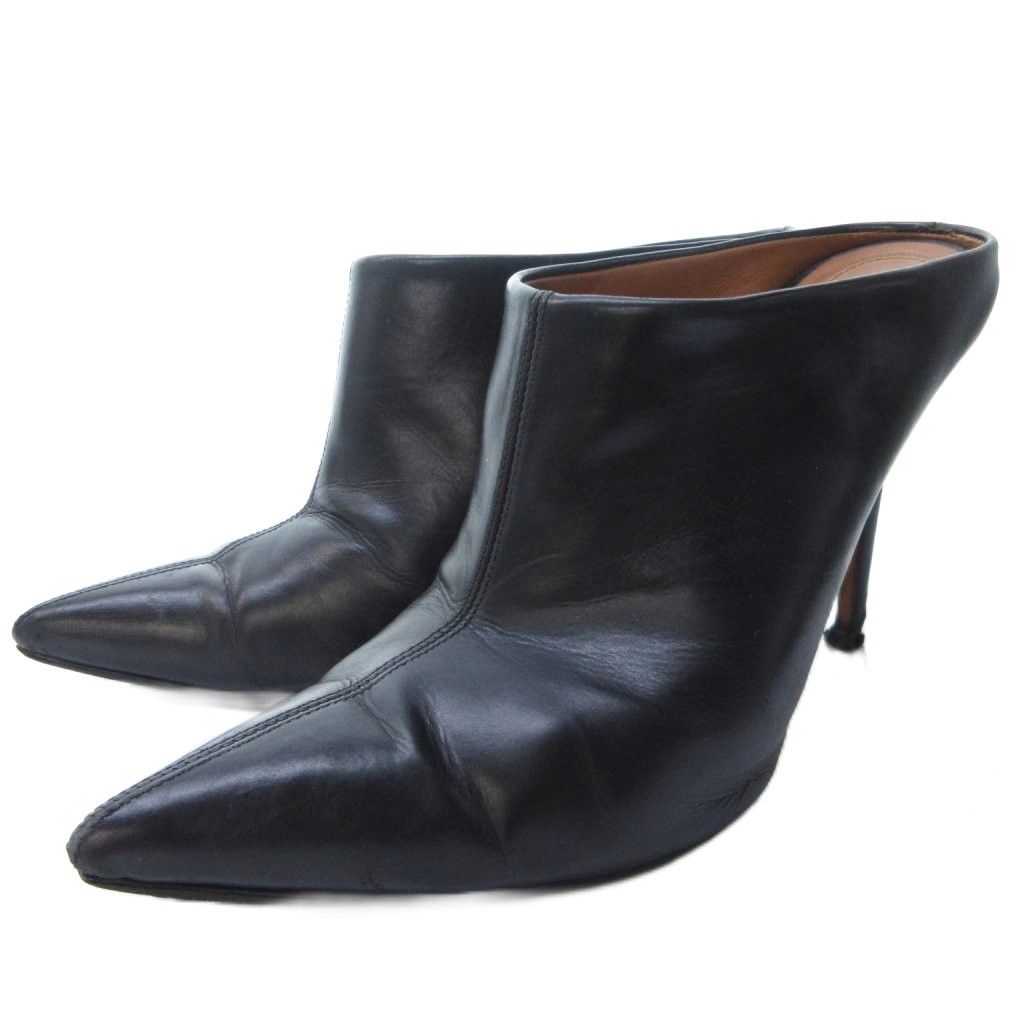 セリーヌ CELINE フィービー期 ポインテッドトゥ ミュール サンダル ハイヒール 黒 ブラック 約22.5cm IBO81