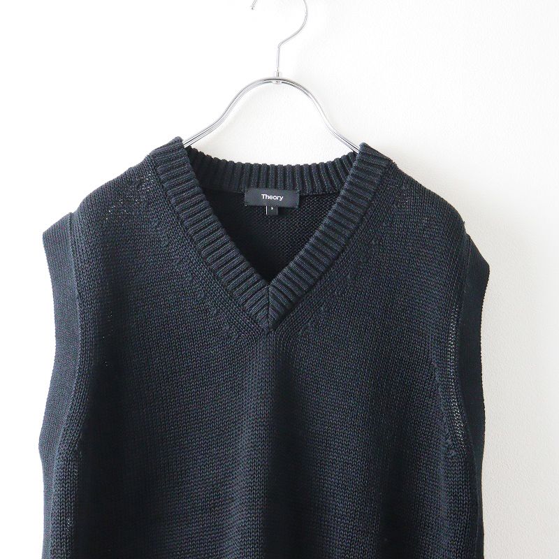 美品 2023SS セオリー Theory INSPIRE V NECK VEST S/ブラック