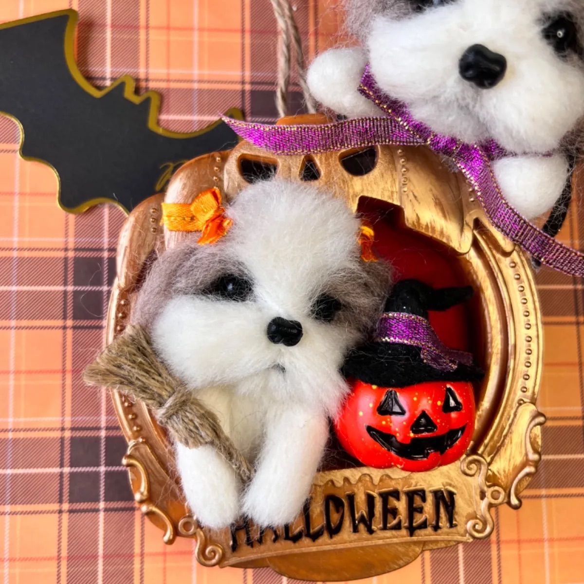 ⭐︎ハロウィン♪シーズー 壁掛け 羊毛フェルト⭐︎ - ちゃみチクチク