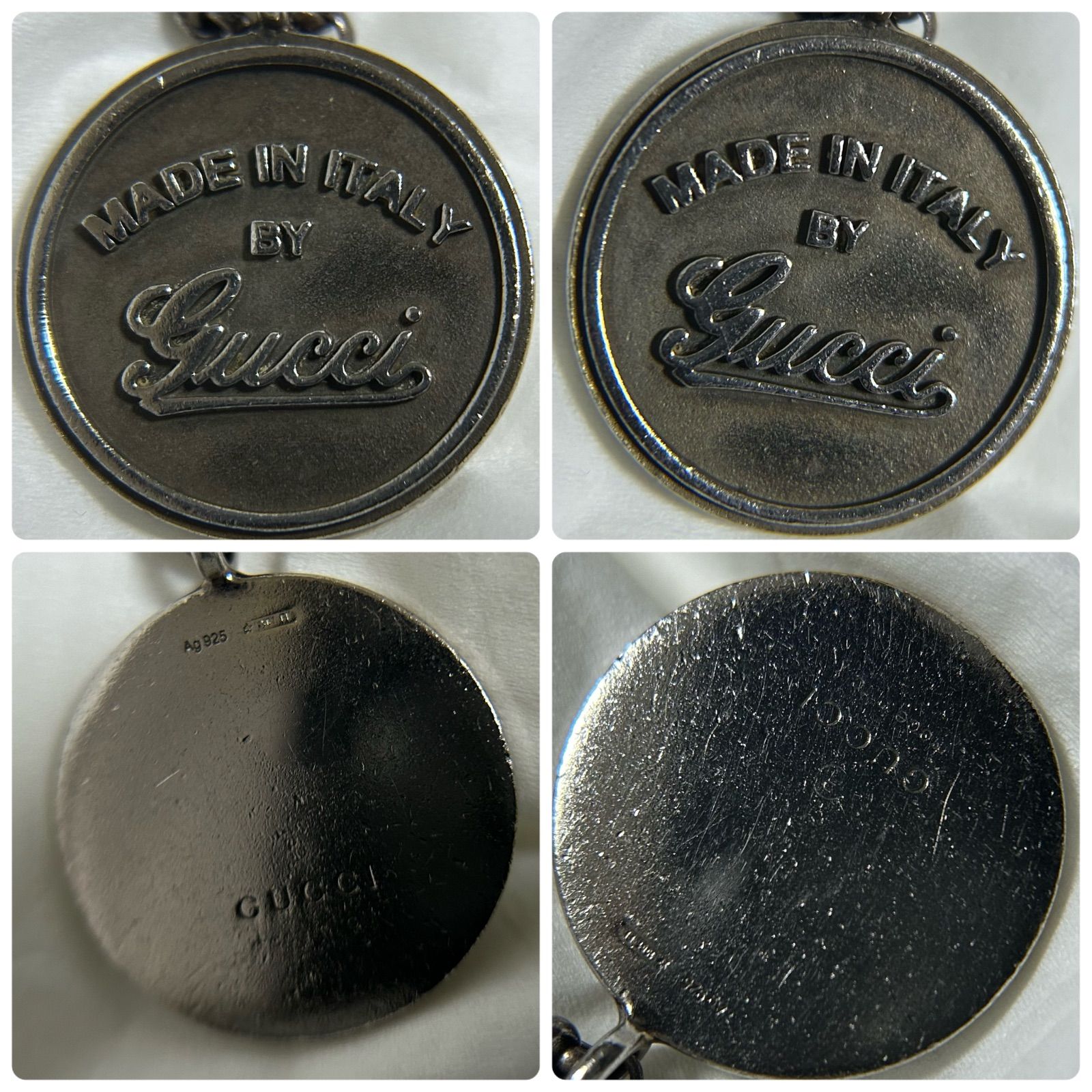  使用感大 グッチ ネックレス ペンダント コイン ヴィンテージ加工 Silver 925 GUCCI ネックレス アクセサリー