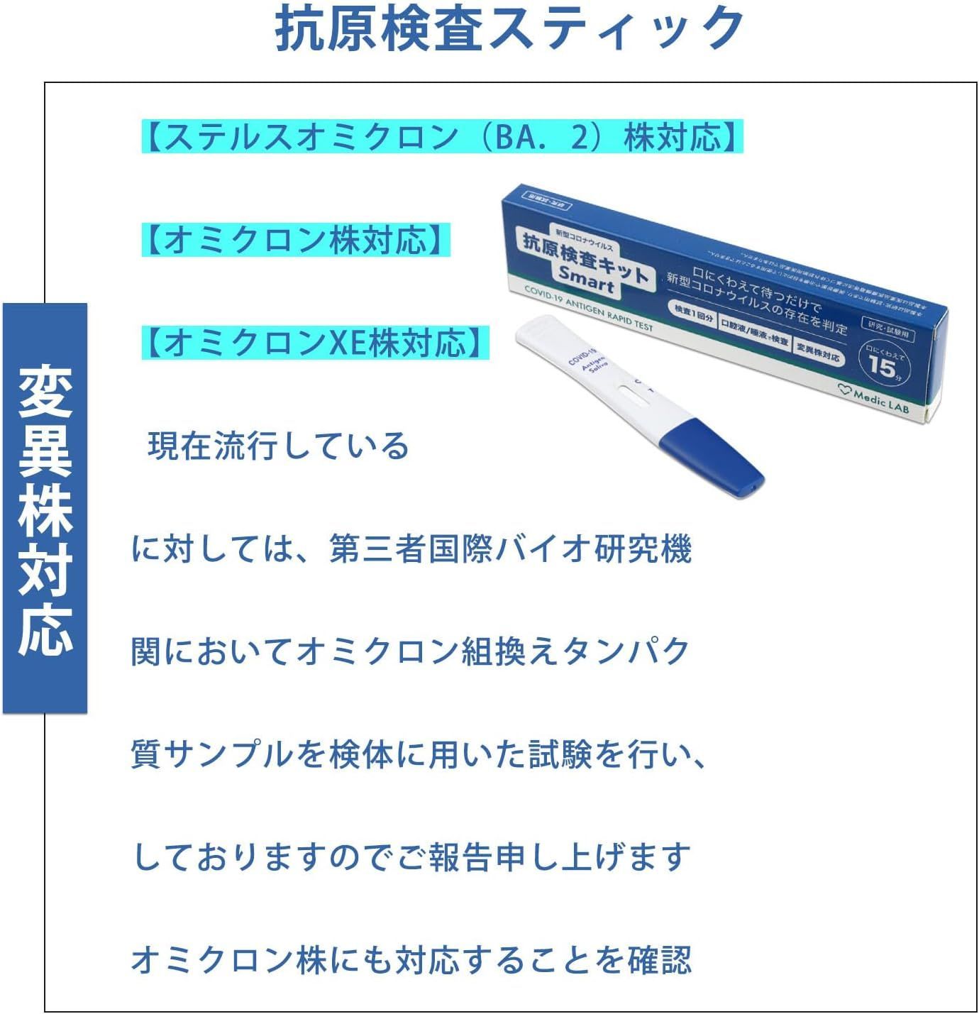 2回分新型コロナウイルスの抗原検査キット鼻腔 オミクロン、BA.5