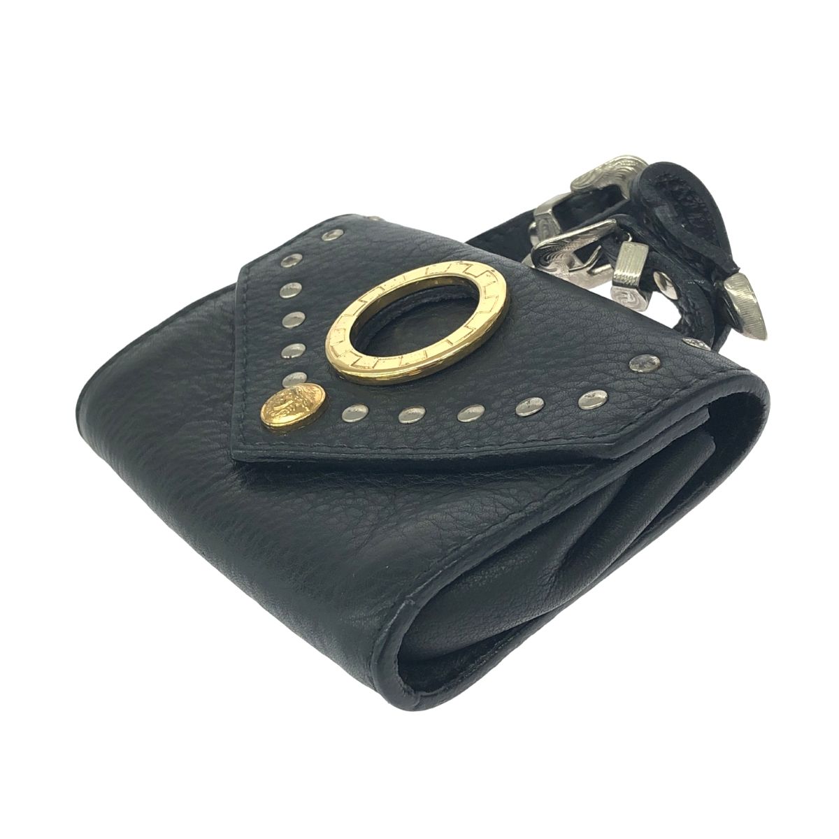 Gianni Versace ジャンニヴェルサーチ ベルトポーチ ブラック レザー  