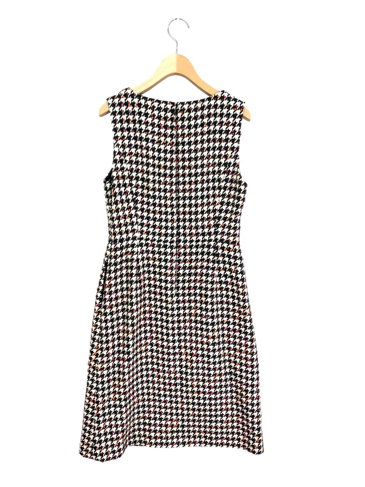 美品エムズグレイシー　ジャンパスカート　千鳥格子　リボン　ワンピース38 エムズグレイシー カラフルドット入り千鳥柄ジャンパースカート 211607