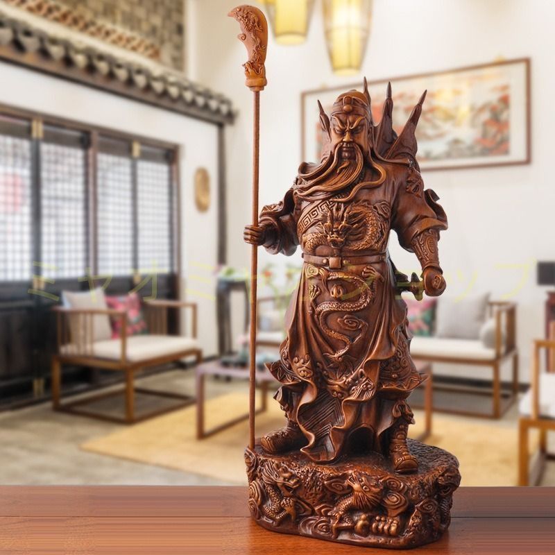 三国志 関羽像 置物 オブジェ 樹脂製 長寿 縁起物 魔除け 厄除 開運 幸運 財運 金運 安産祈願 無病息災 商売繁盛 インテリア 玄関 リビング オフィス