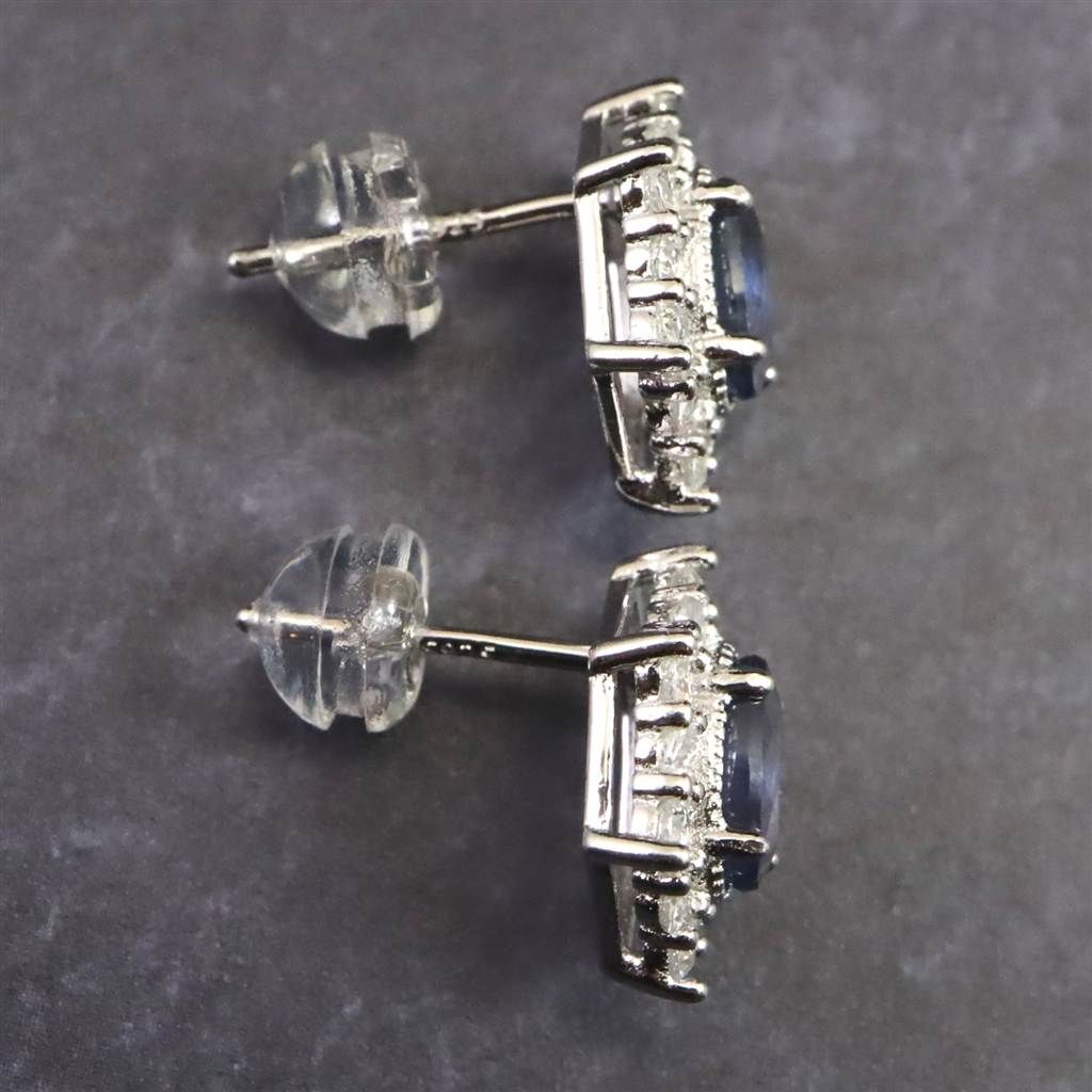 ブルーサファイア 6X4mmオーバルファセットカット ピアス 【榎本