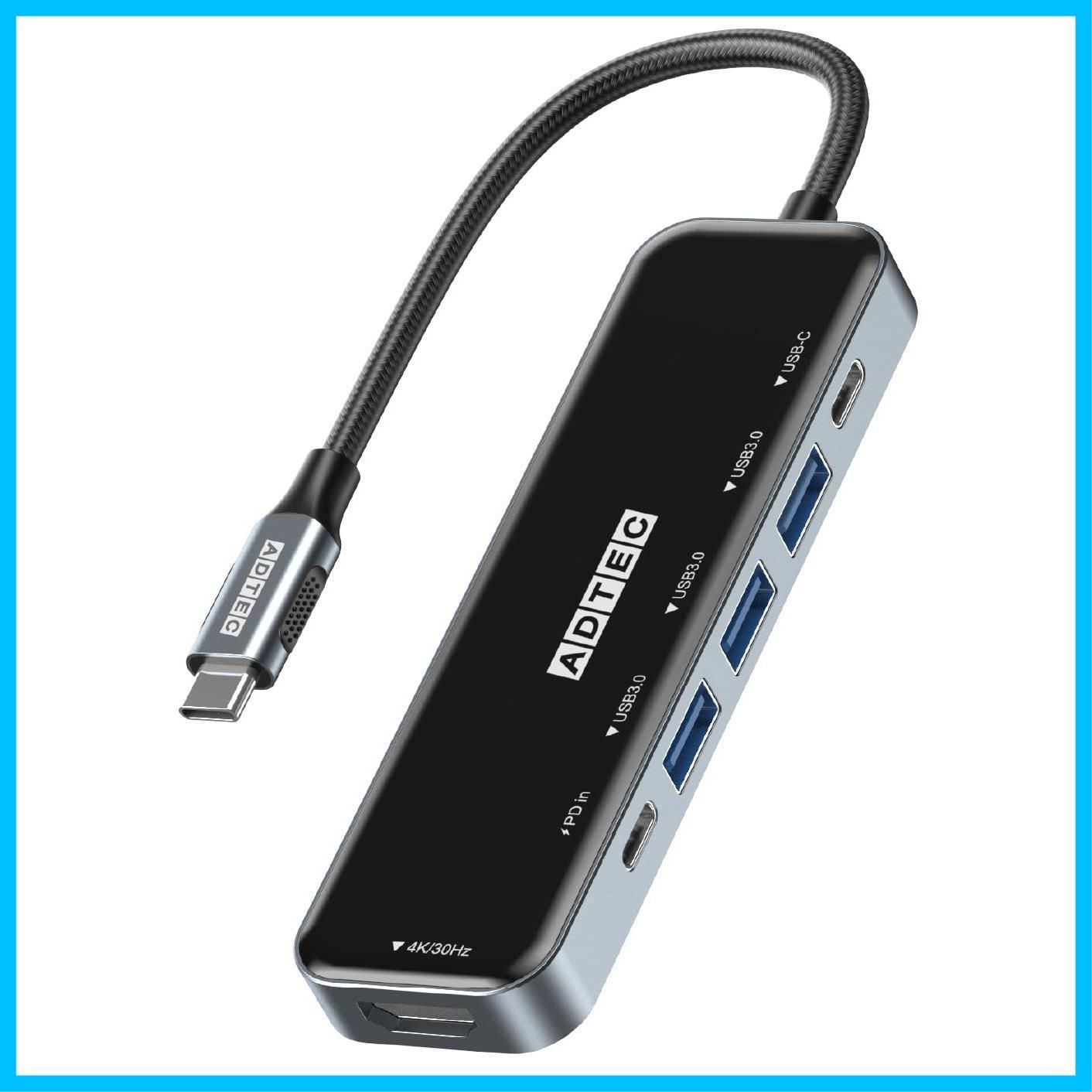 【特価セール】USB-C USB-C 4K/60Hz USB-A 5Gbps パススルー対応 3ポート PD100W ドッキングステーション HUB AHUB-VA3CP-4K30 6-in-1 アドテック