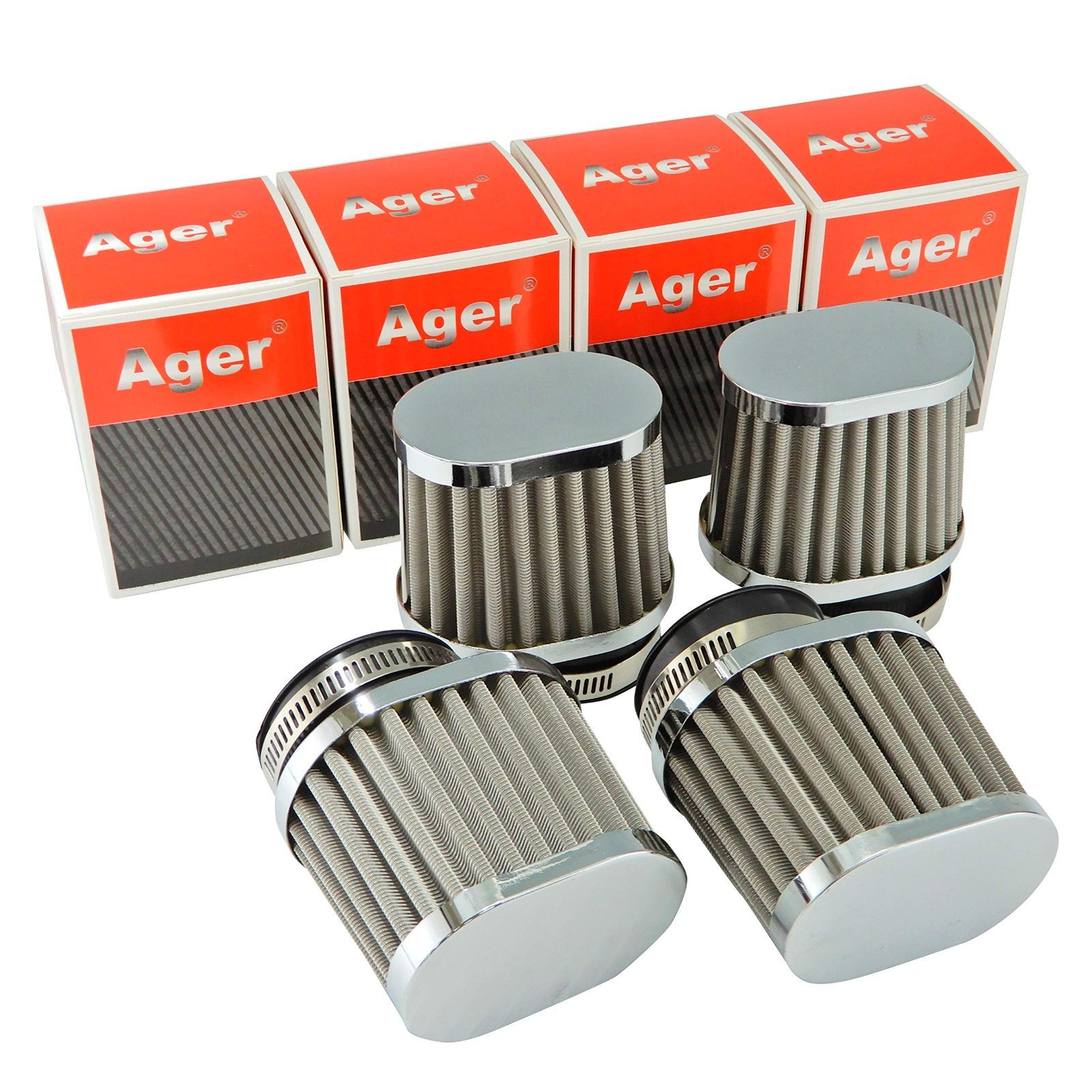 Size 50mm Ager 50mm オーバル パワーフィルター ステンレス シルバー 4個