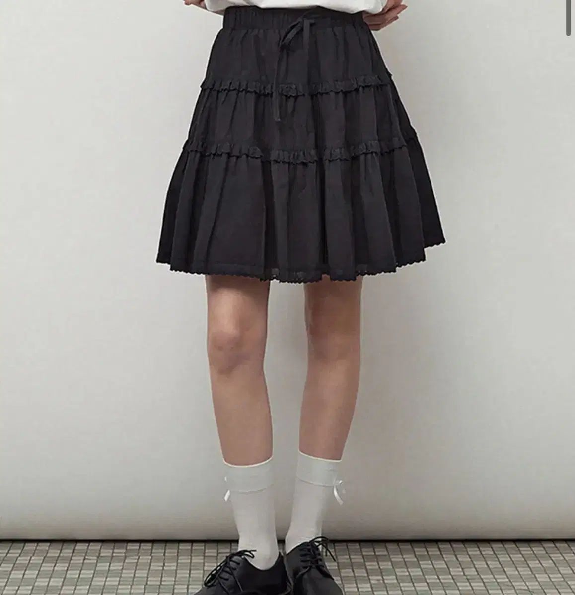 RONRON ロンロン TORCHON LACE FRILL SKIRT BLACK