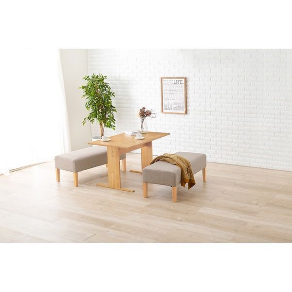 ダイニング3点セット テーブル×1 ベンチ×2 約幅110cm 4人掛け ナチュラル×ベージュ 組立品 代引不可
