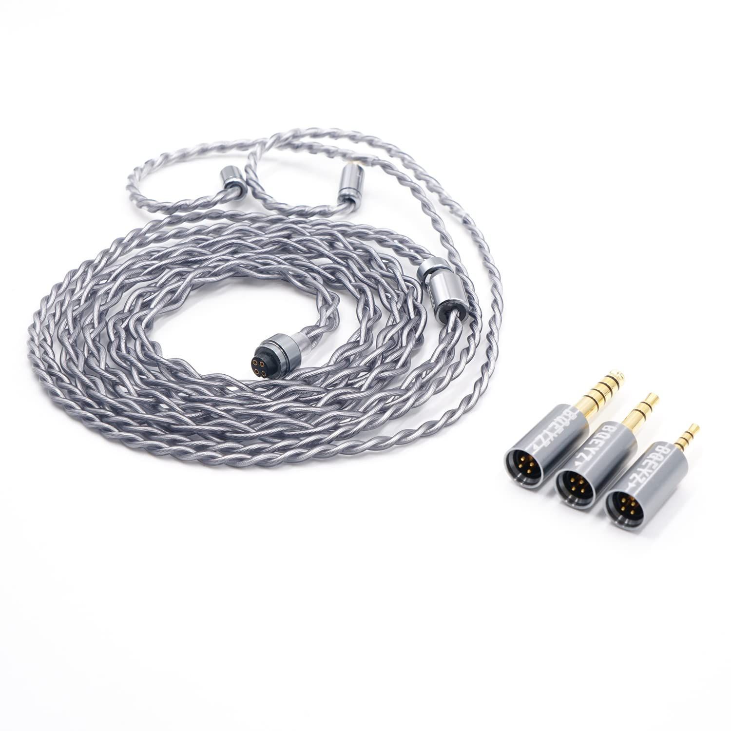 在庫 BQEYZ Winter HIFIイヤホンケーブル Rime OCC 銀メッキケーブル 2pinリケーブル 4芯イヤホンアップグレードケーブル 音質改善 交換用ケーブル 様なイヤホン等に対応 3-in-1