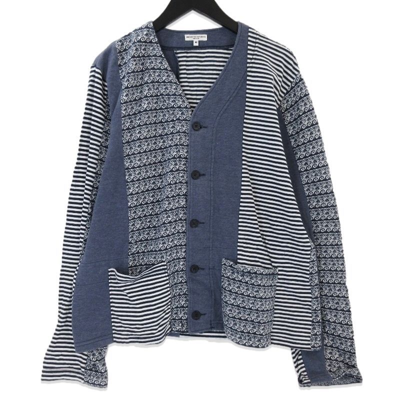 ENGINEERED GARMENTS エンジニアドガーメンツ カーディガン パッチワーク コットン USA製 ネイビー M71011783