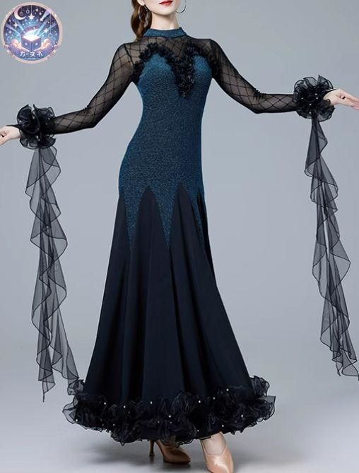 ♥ 社交ダンスドレス ラテンドレス パール モダンダンス オーダーメイド