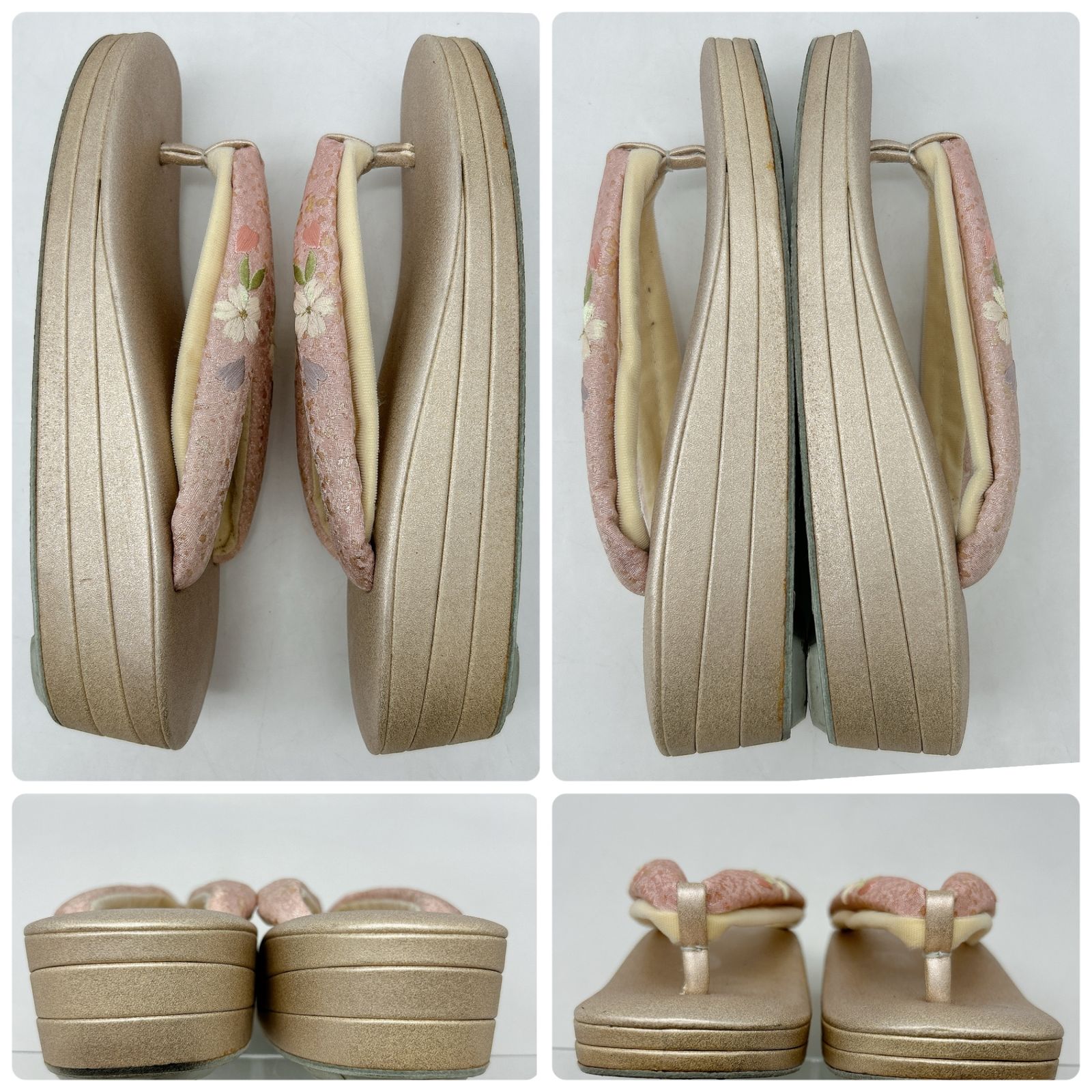 美品 和装バッグ 7252 【礼装用セット】 紗織 和装バッグ＆草履 Lサイズ ピンク