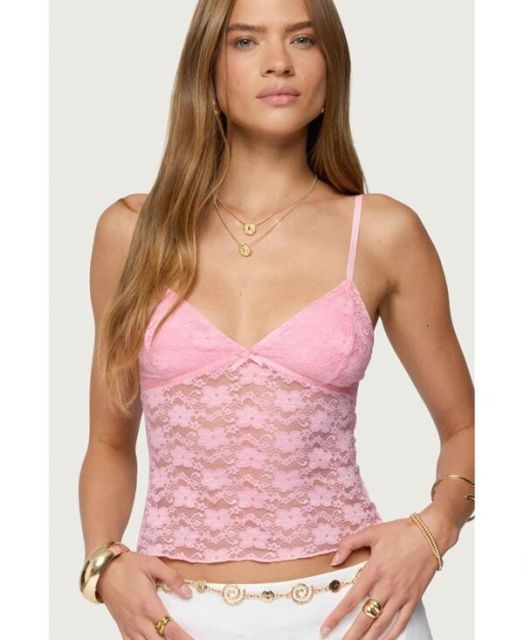 送料無料 アディクテッド レディース タンクトップ トップス Women s Eira Sheer Lace Tank Top Pink