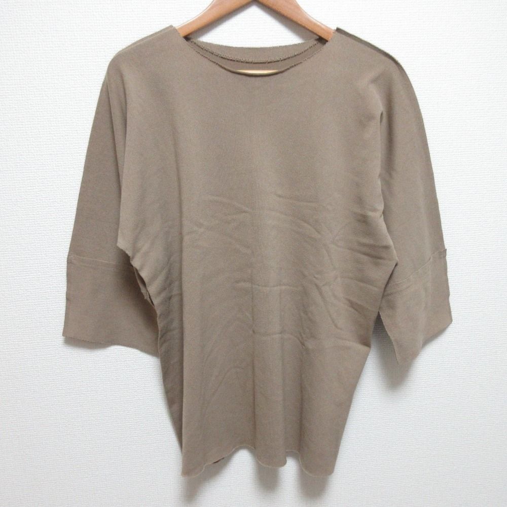 22SS me ISSEY MIYAKE ミーイッセイミヤケ ハーフスリーブ スムースニット カットソー プルオーバー MI22KK421 モカ レディース 古着