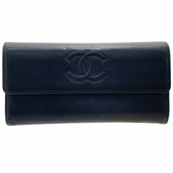 シャネル 長財布 ココマーク 二つ折り長財布 レザー 革 ブラック 黒 A50070 CHANEL CC ファスナー長財布 財布 ロングウォレット ウォレット サイフ き