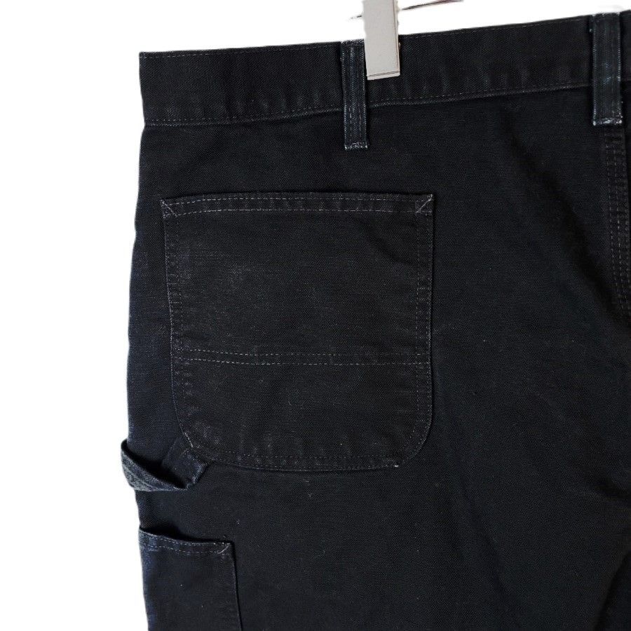 カーハートCarharttダックペインターパンツワークパンツカーペンターバギーワイド黒ブラック革タグレザーパッチ