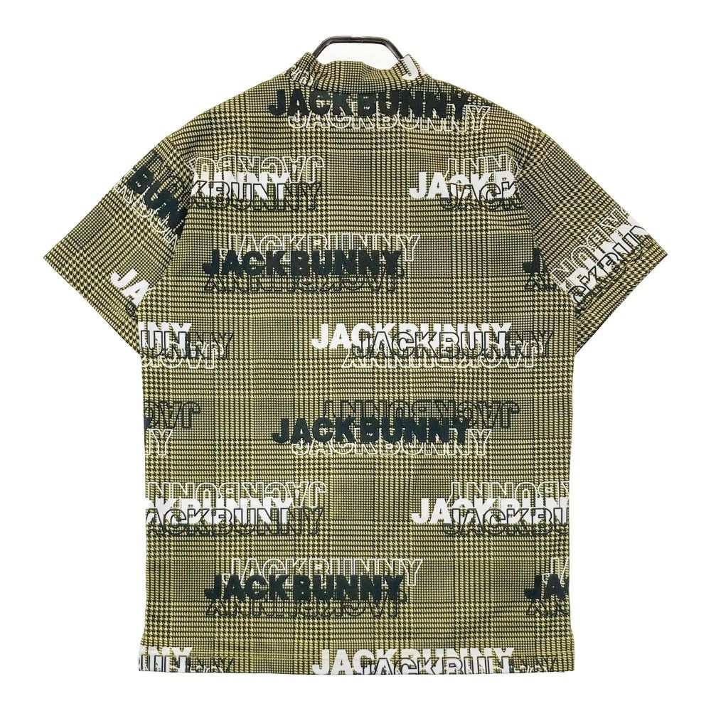 サイズ L JACK BUNNY ジャックバニー モデル ハイネック半袖Tシャツ チェック柄 イエロー系 240101200685 ゴルフウェア メンズ ストスト