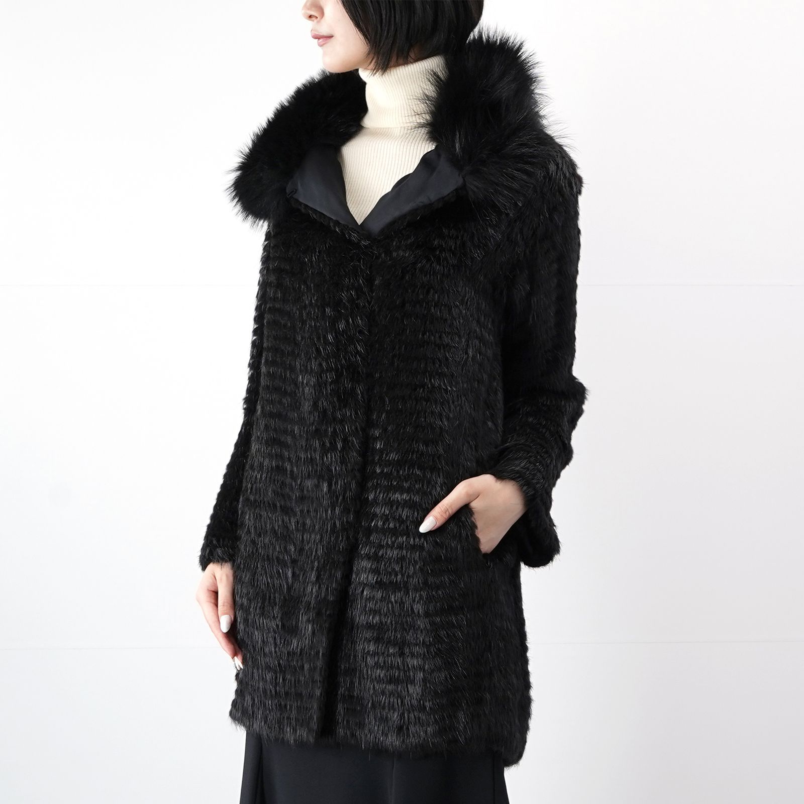 PRADA プラダ ファーコート ブラック GULLKHAN_COM