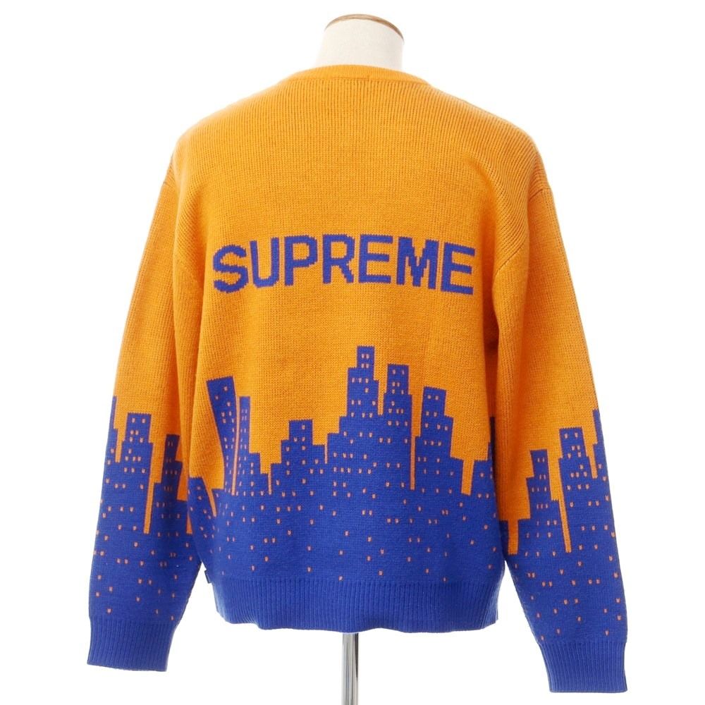 素材アクリル100％シュプリーム Supreme 2020年春夏 New York Sweater ミドルゲージ クルーネックニット  オレンジxブルー【サイズXL】【メンズ】 - ニット/セーター