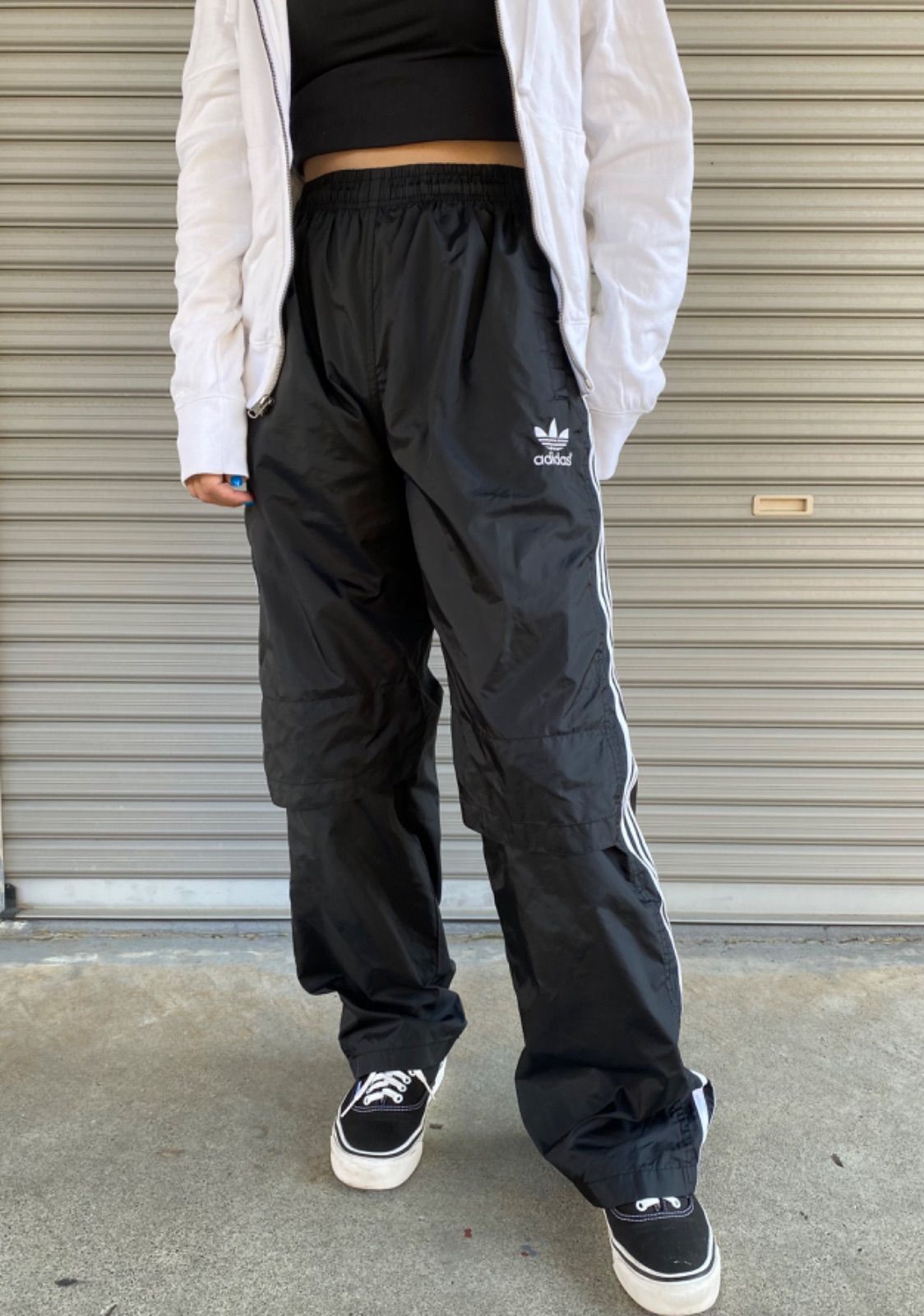 late 80's】adidas ナイロントラックパンツ ブラック L