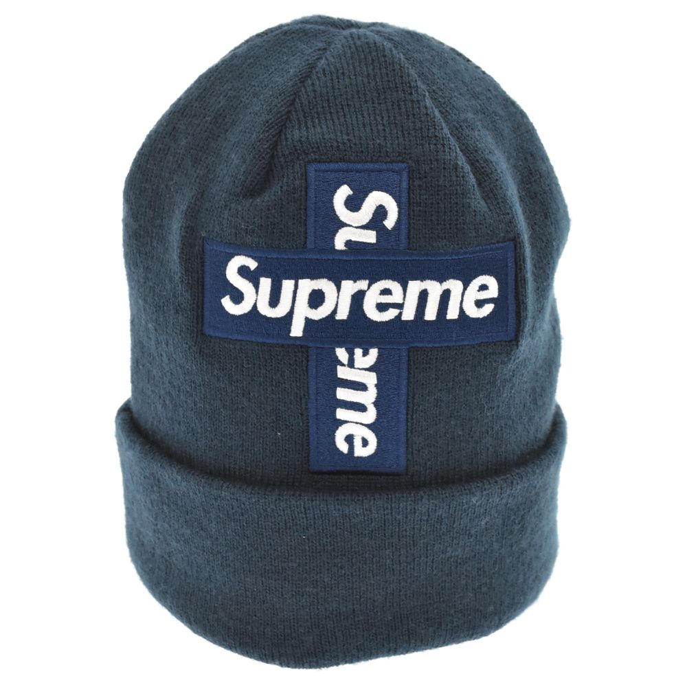 SUPREME (シュプリーム) 20AW × NewEra Cross Box Logo Beanie ニューエラ クロスボックスロゴ ビーニー  ニット帽 帽子 ネイビー