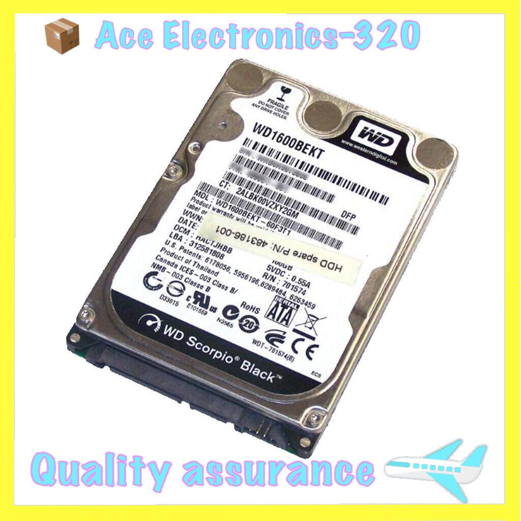 Western Digital WD1600BEKT 160GB 7200RPM 16MB 2.5 SATA Laptop HDD Hard Drive
