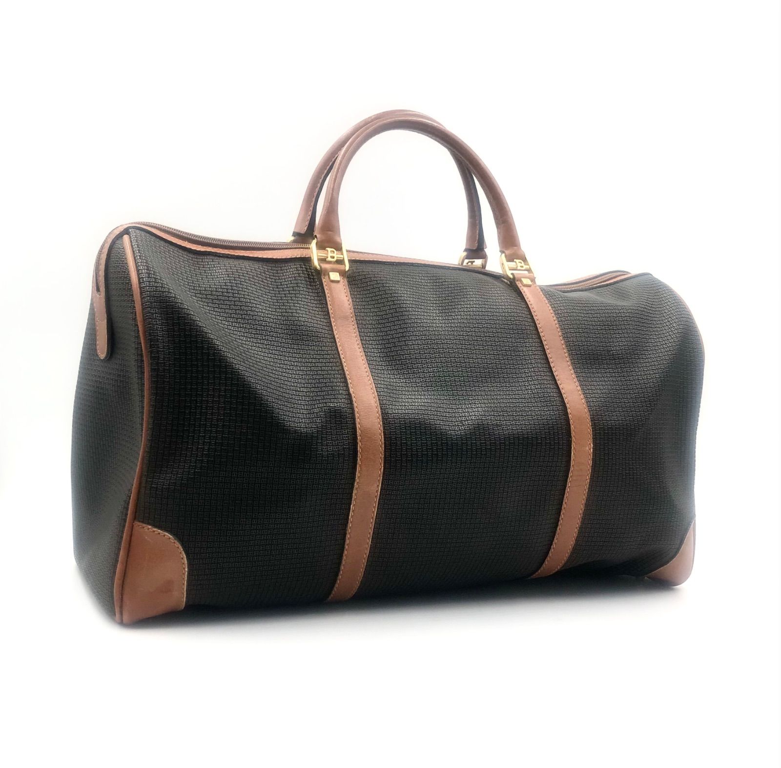 □美品□BALLY バリー Bロゴ型押し総柄 大容量ボストンバッグ