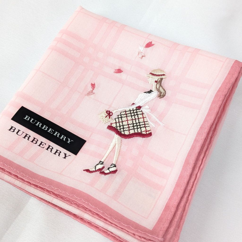 BURBERRY バーバリー ハンカチ 女性 刺繍 チェック柄 ピンク 未使用
