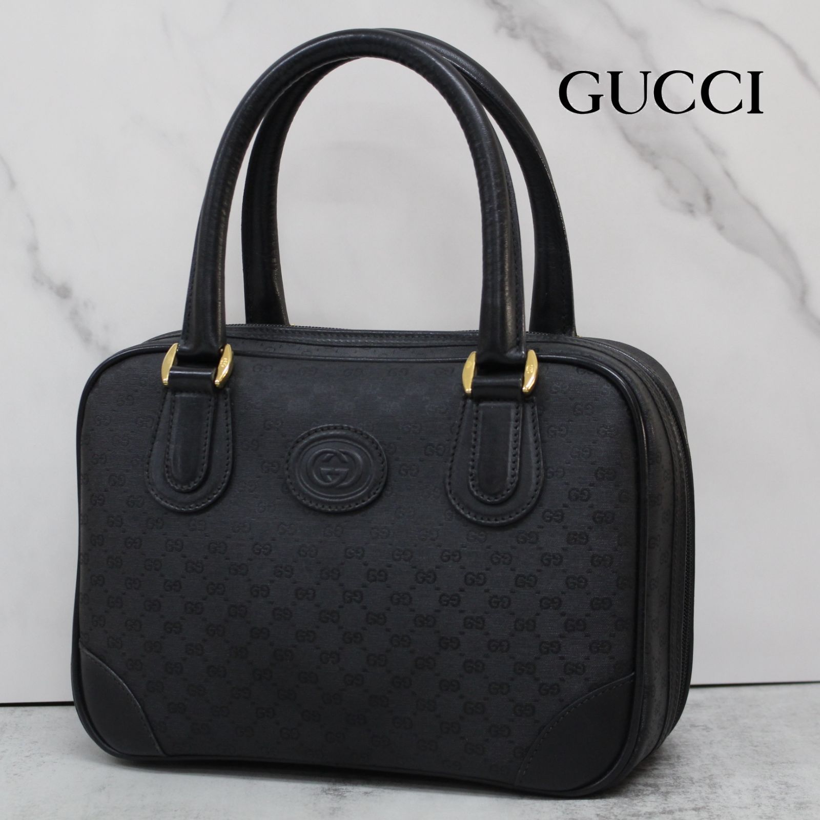 GUCCI GG柄 ハンドバッグ オールドグッチ ヴィンテージ S124)GUCCI ハンドバッグ マイクロGG ブラック 000 39 0090 オールド