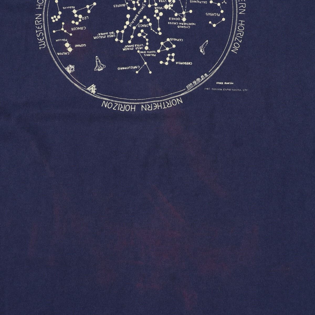 ビッグサイズ 80年代 フルーツオブザルーム FRUIT OF THE ROOM 星座柄 プリントTシャツ USA製 フリーサイズ ヴィンテージ /eaa339819